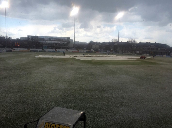 Sleet and snow at Derby as the game ends in a draw